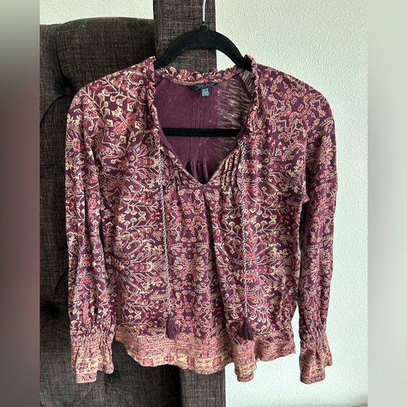 Lucky Brand Purple and Cream Patterned Blouse - Picture 1 of 3